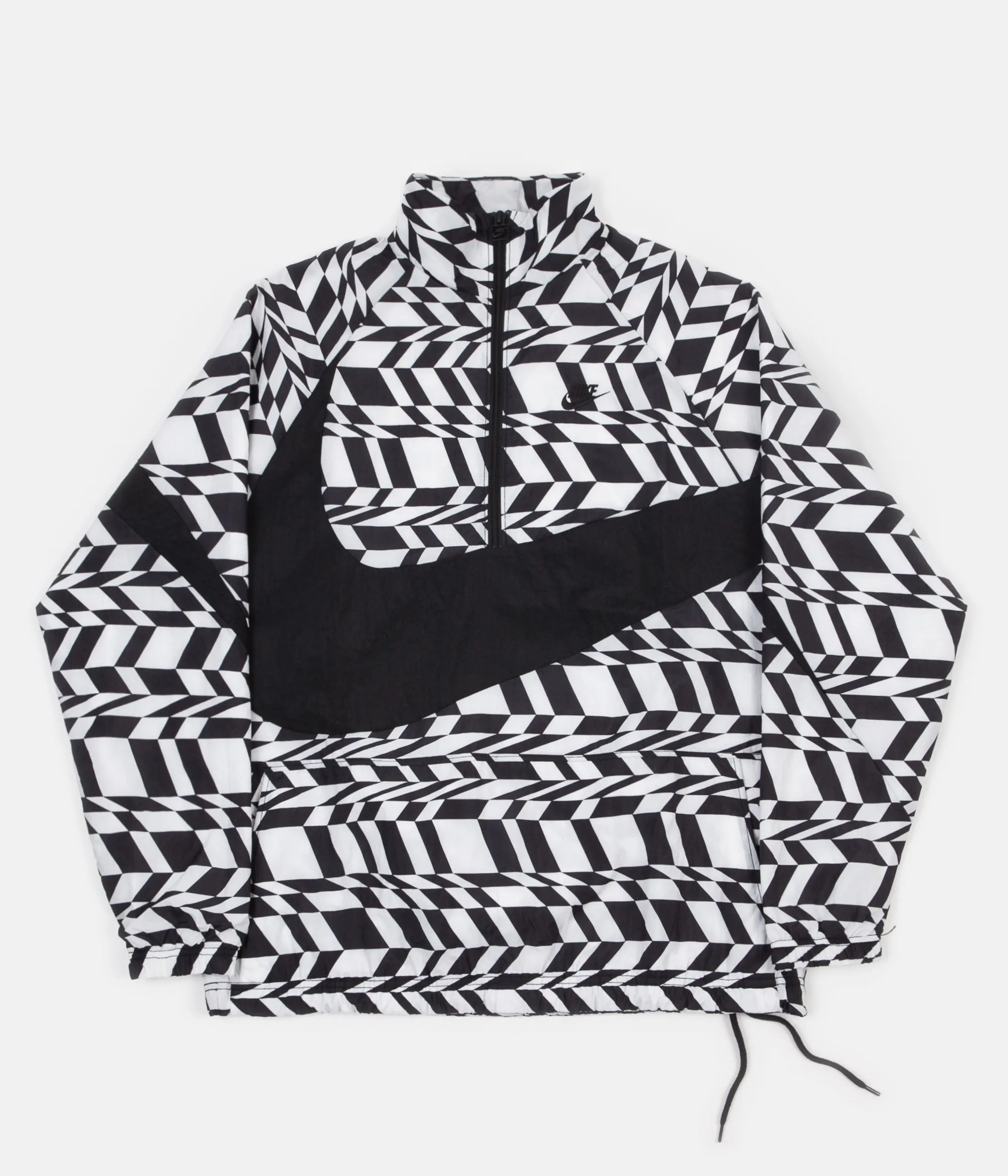 Nike AOP VW Swoosh Woven Half Zip Jacket - White / Black / Black