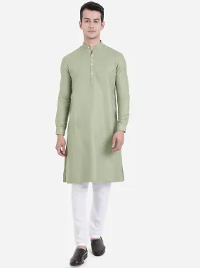 Olive Green Solid Regular Fit Modi Kurta | JadeBlue