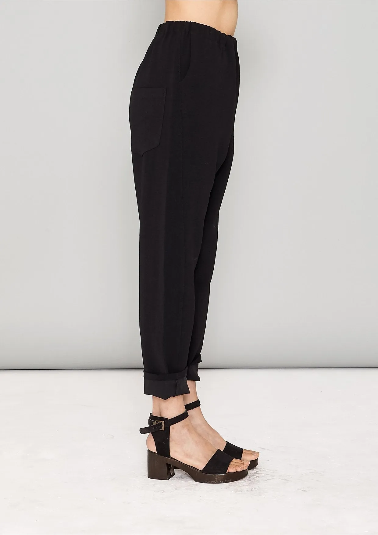 PANTS STRETCH HIGH WAIST - black plain by BERENIK