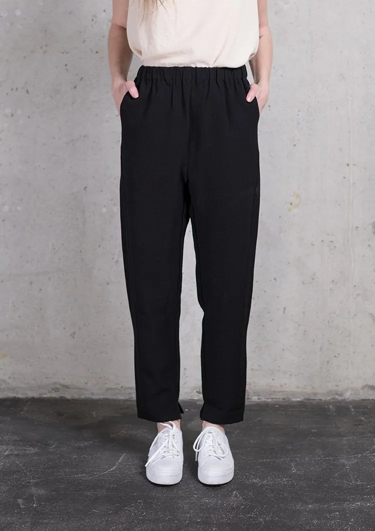 PANTS STRETCH HIGH WAIST - black plain by BERENIK