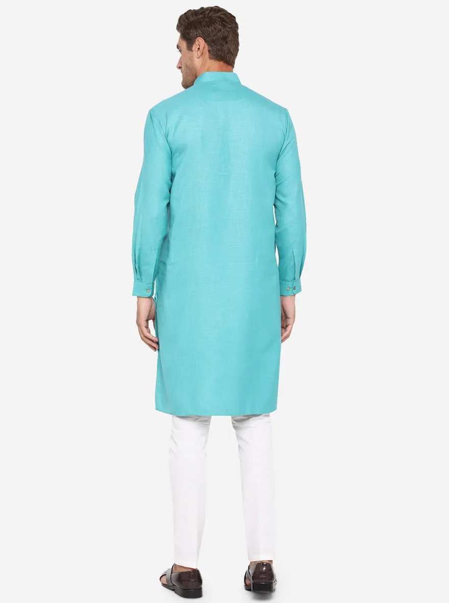 Peacock Green Solid Regular Fit Modi Kurta | JadeBlue