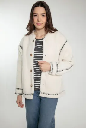 Poppy Borg Jacket - Cream