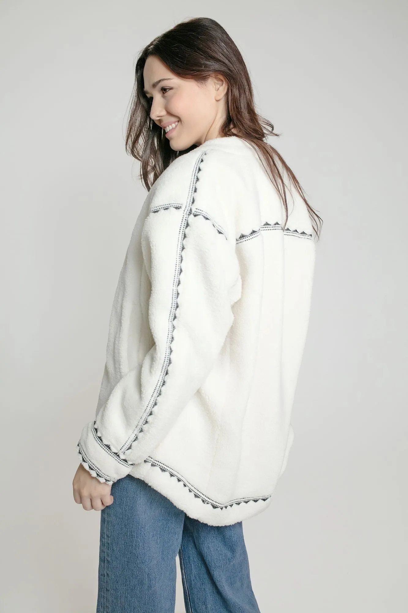 Poppy Borg Jacket - Cream