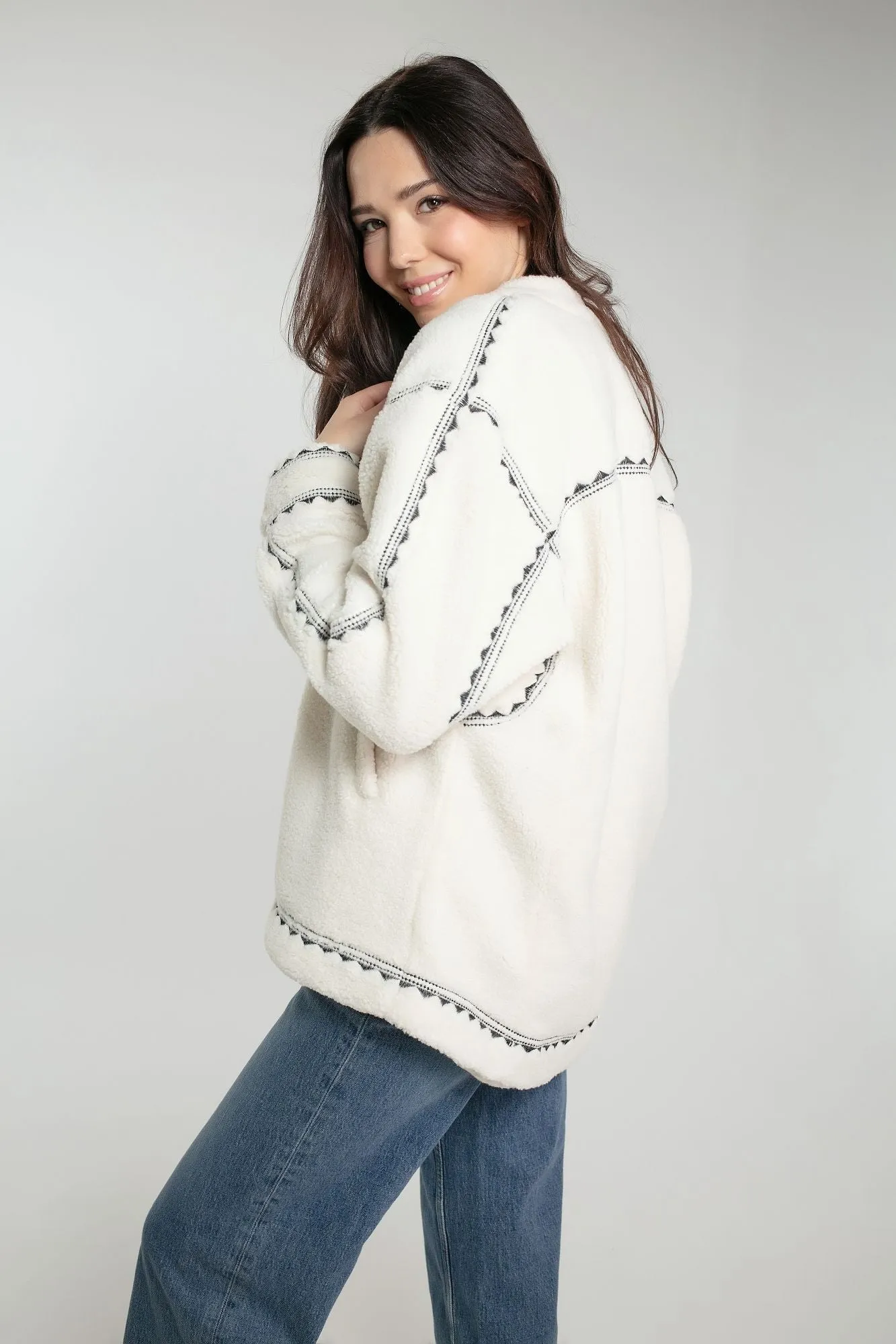 Poppy Borg Jacket - Cream