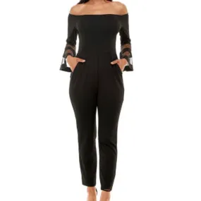 PREMIER AMOUR - Long Bell Sleeve Off the Shoulder Jumpsuit