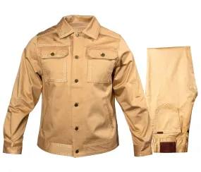 Prestige Latte Double Stitch Jacket & Pant Set