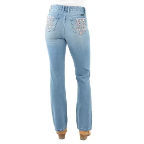 Pure Western Women's Hi Waist Flora Boot Cut Jean 32" Leg-Faded Blue