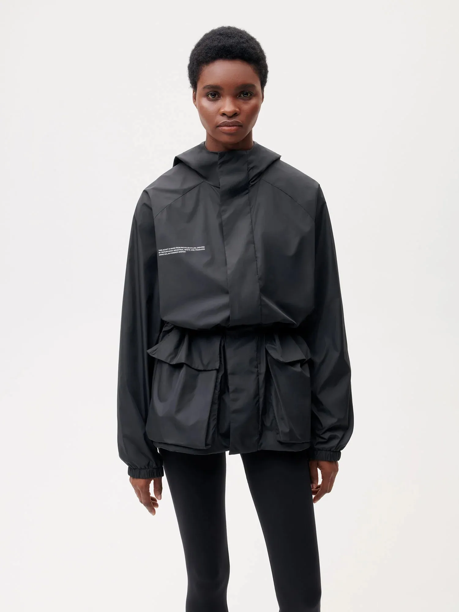 Recycled Nylon Color Block Jacket—black