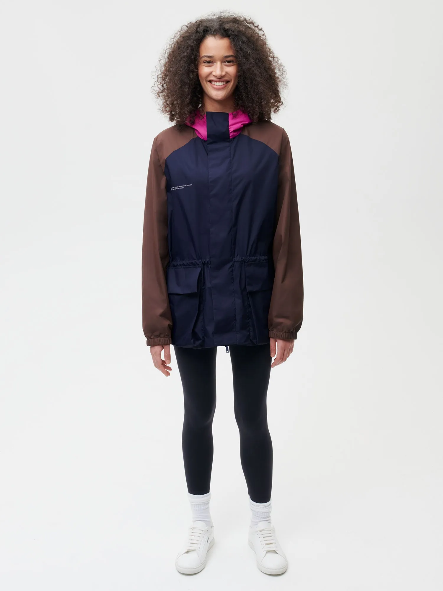 Recycled Nylon Color Block Jacket—navy blue