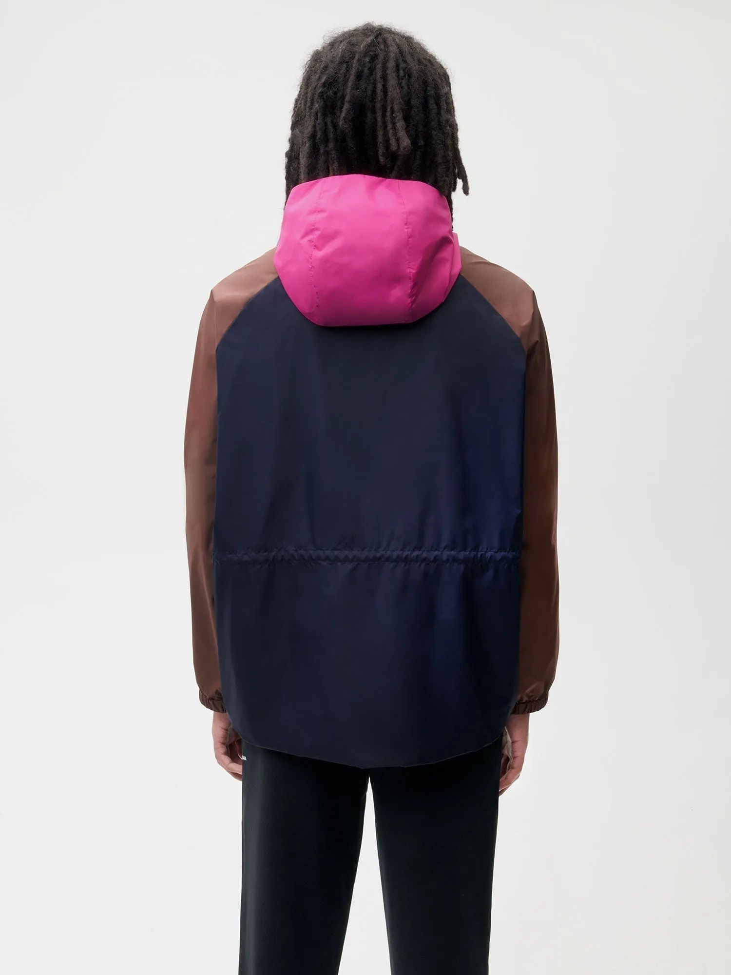 Recycled Nylon Color Block Jacket—navy blue