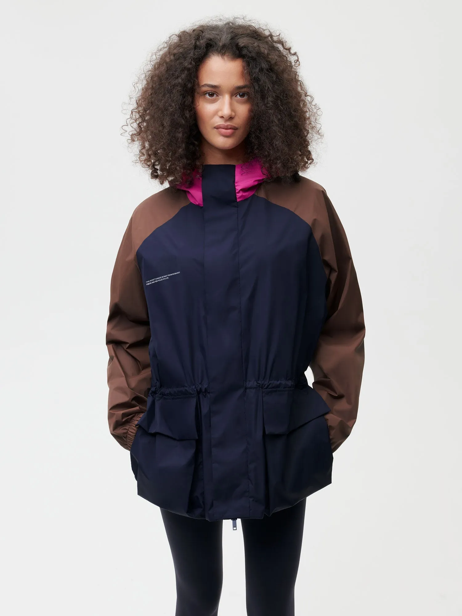 Recycled Nylon Color Block Jacket—navy blue