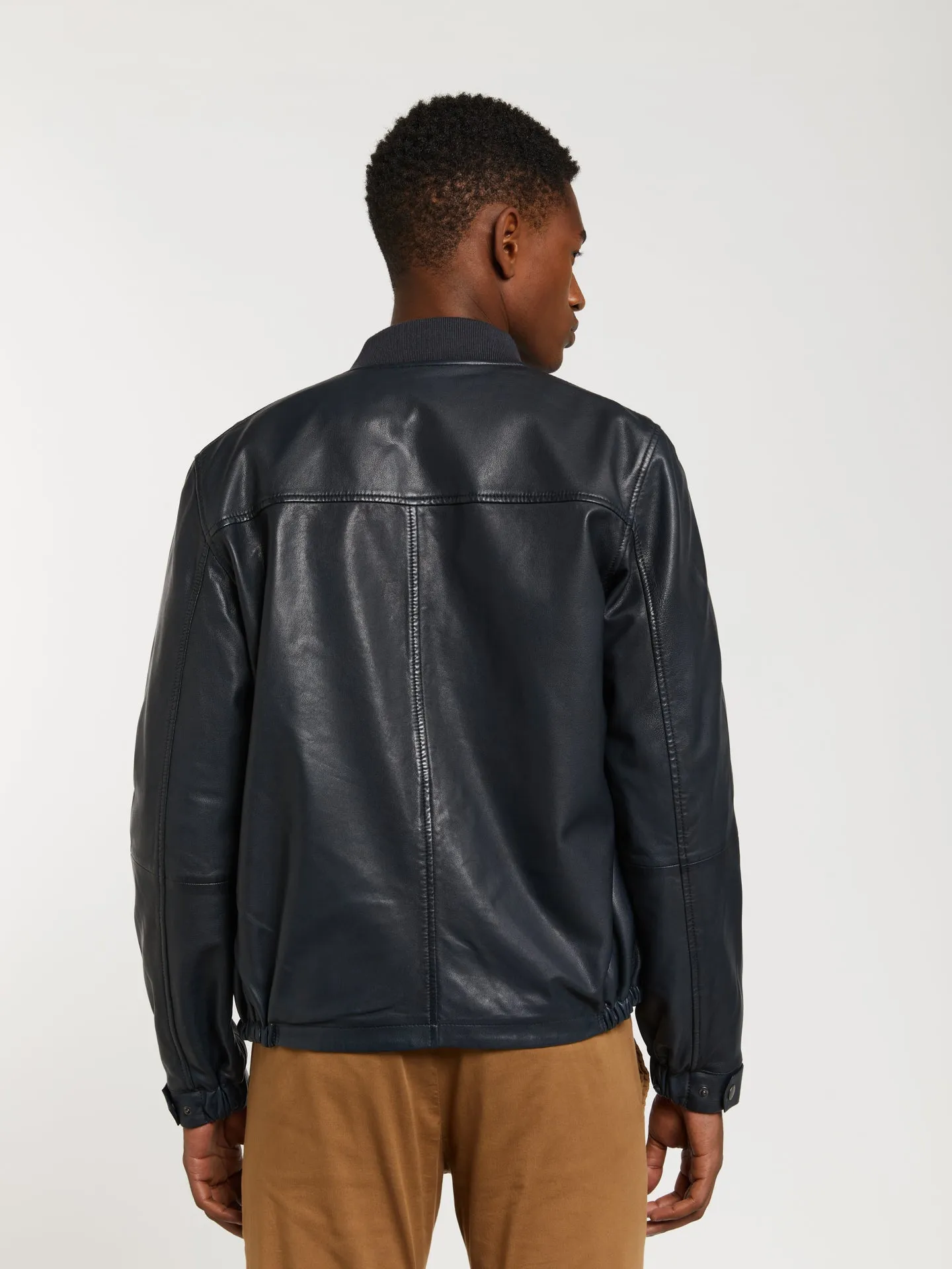 Reversible leather / nylon jacket