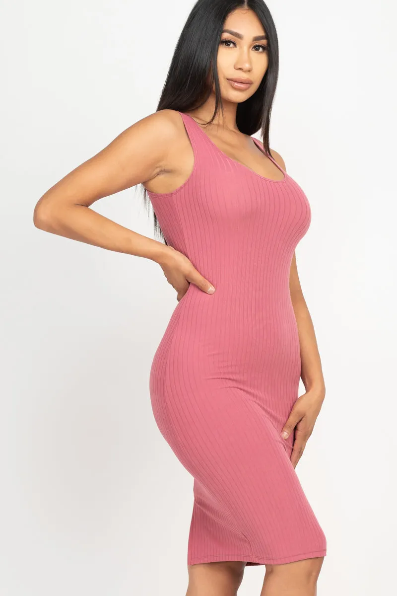 Ribbed Back Slit Bodycon Dress (CAPELLA)