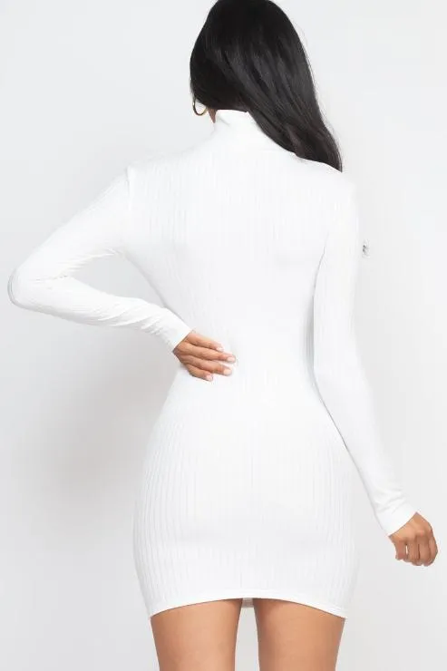 Ribbed Mock Neck Bodycon Mini Dress