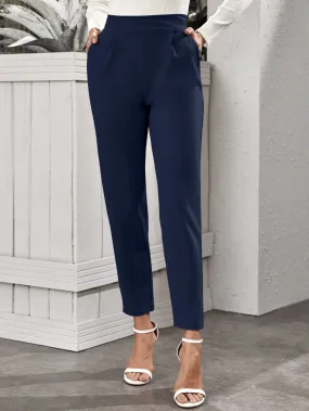 SHEIN High-Rise Slant Pocket Tapered Pants