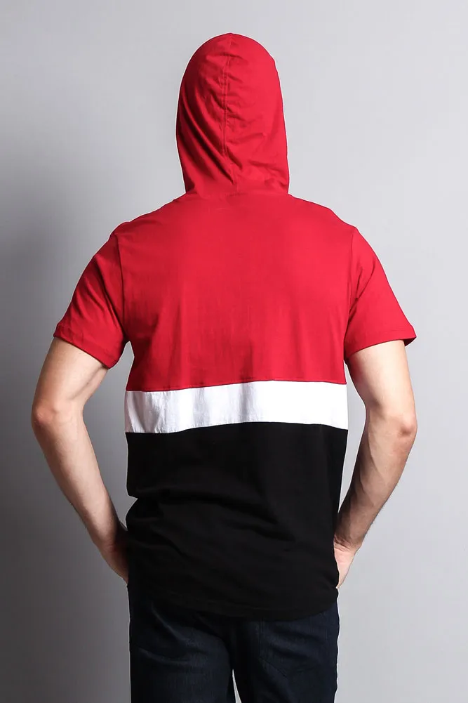 Short Sleeve Color Block Hooded Anorak