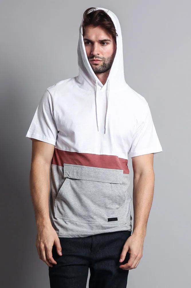 Short Sleeve Color Block Hooded Anorak