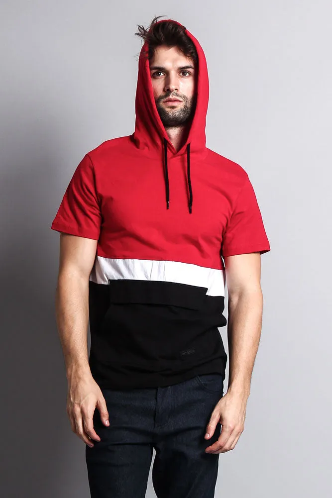 Short Sleeve Color Block Hooded Anorak