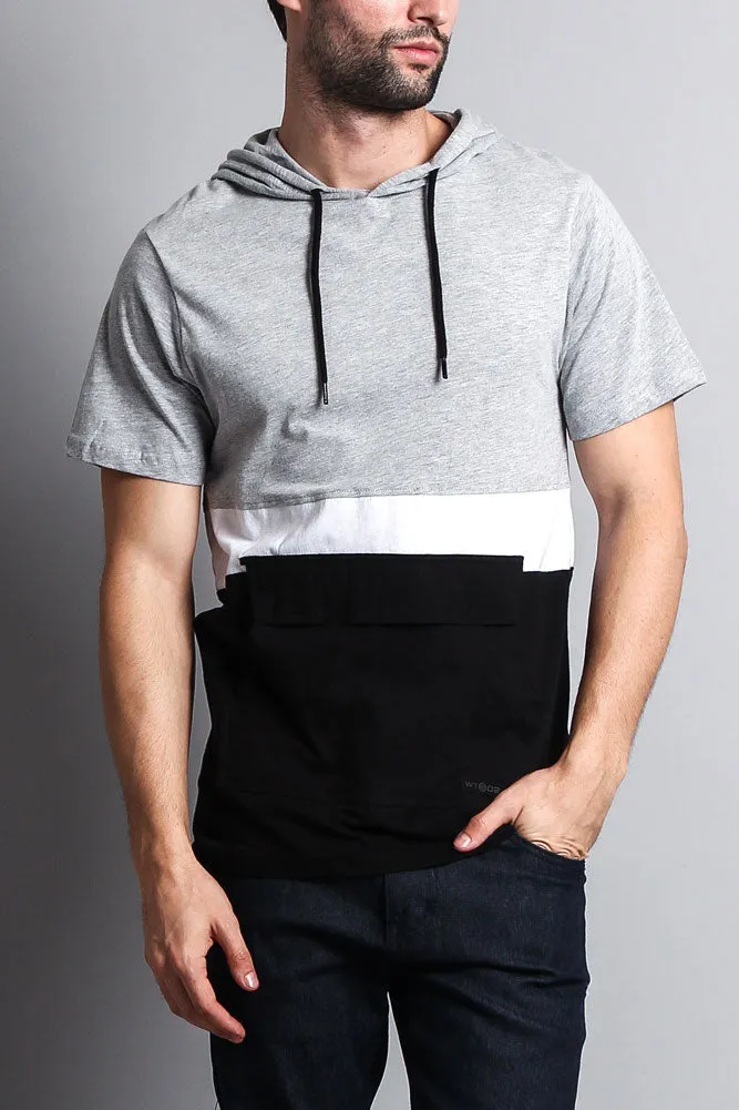 Short Sleeve Color Block Hooded Anorak