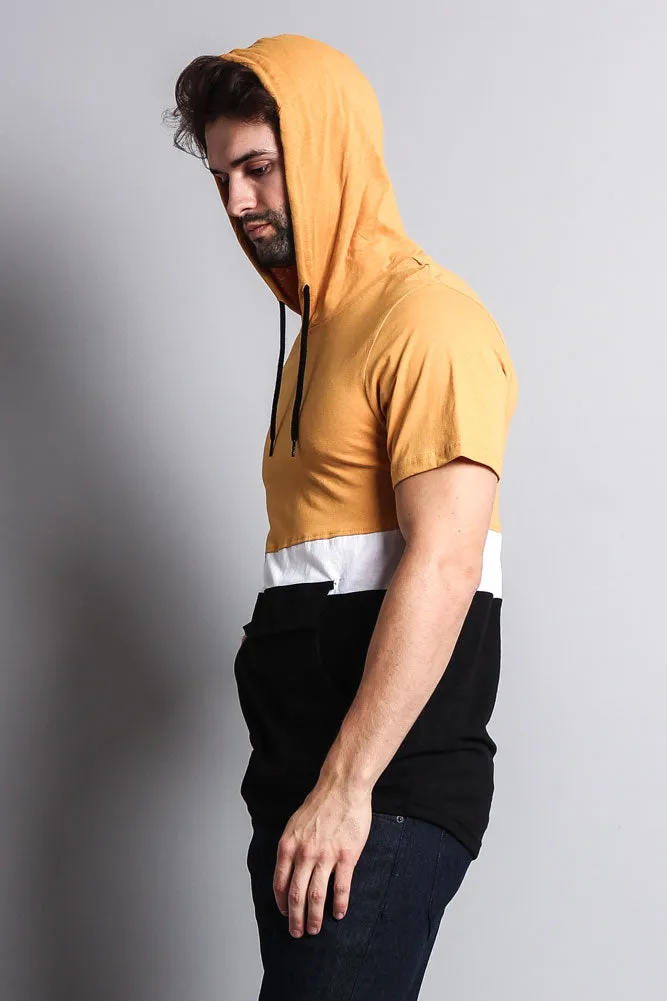 Short Sleeve Color Block Hooded Anorak