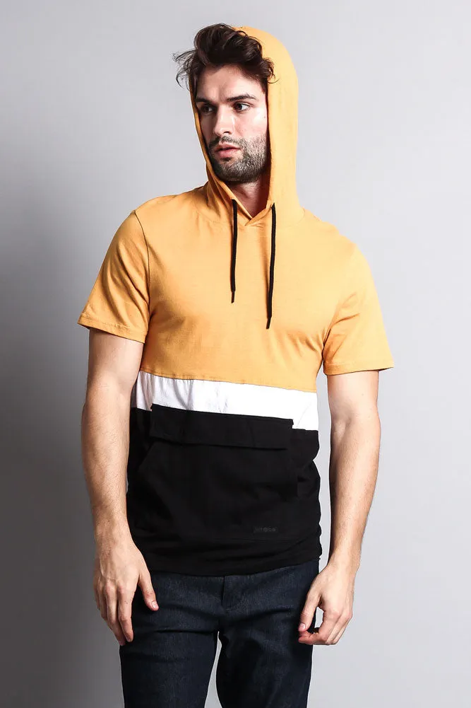 Short Sleeve Color Block Hooded Anorak