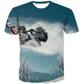 Ski T-shirt Men White T shirts Funny Movement Tshirts Casual Snowfield T-shirts 3d