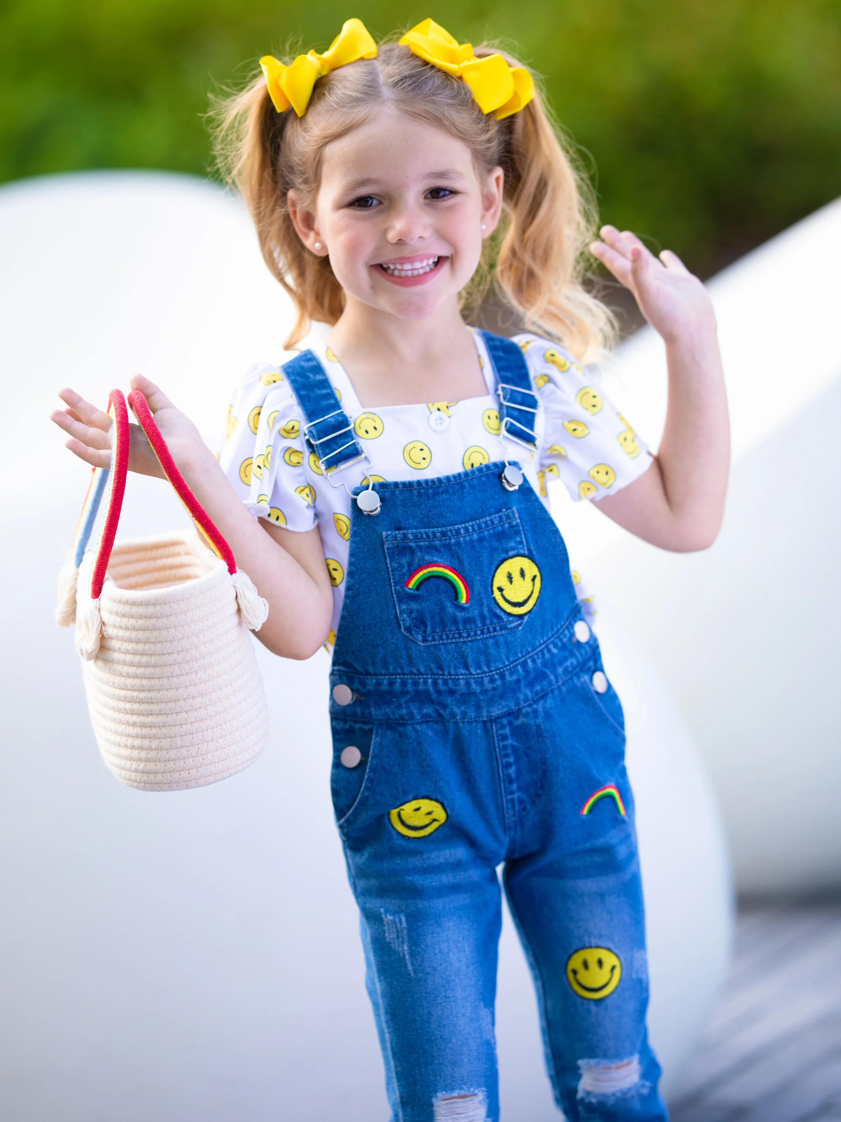 Smiles and Rainbows For Spring Overall Set