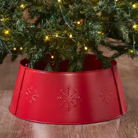 Snowflake Christmas Tree Collar Metal Barn Red 8x20x20 VHC Brands