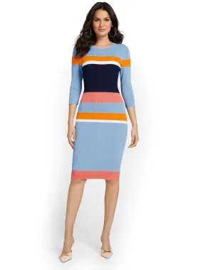 Striped Sheath Sweater Dress