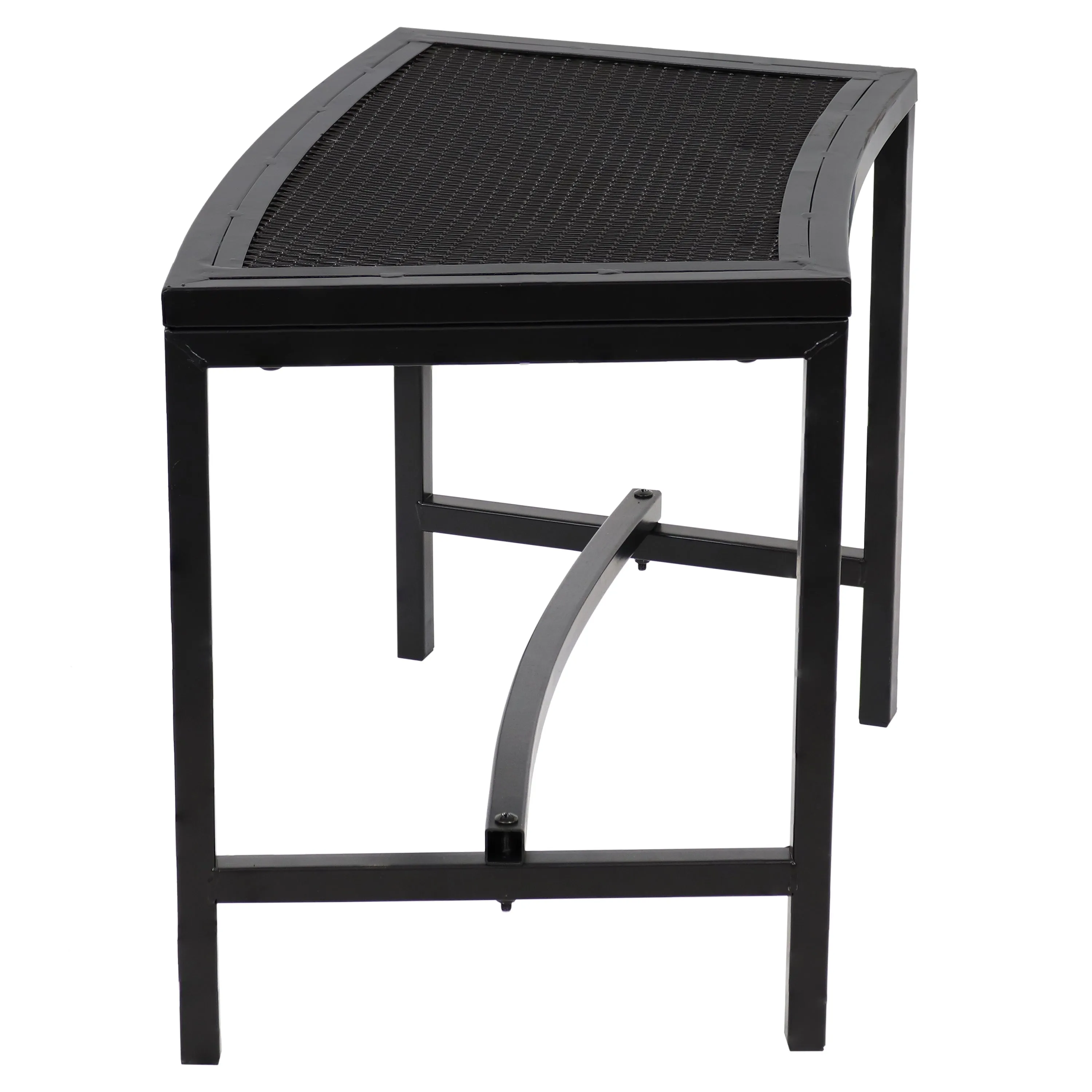 Sunnydaze Black Mesh Patio Curved Fire Pit Bench