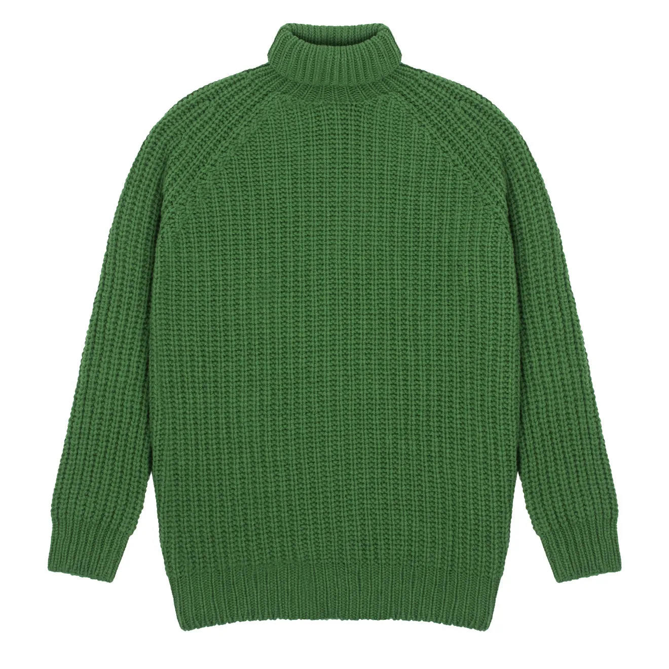 Sunspel Womens Chunky Roll Neck Jumper Bright Green