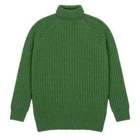 Sunspel Womens Chunky Roll Neck Jumper Bright Green