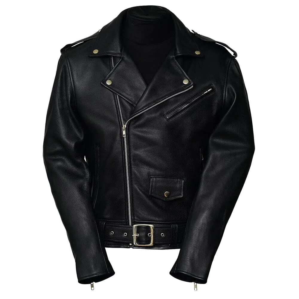 Super Bunco Black Cafe Racer Leather Jacket