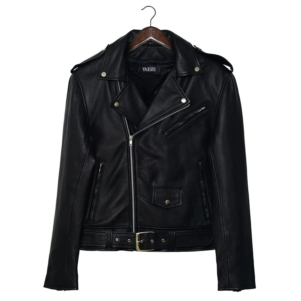 Super Bunco Black Cafe Racer Leather Jacket