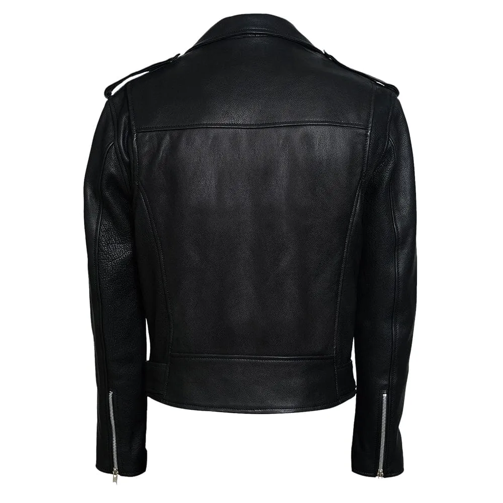 Super Bunco Black Cafe Racer Leather Jacket