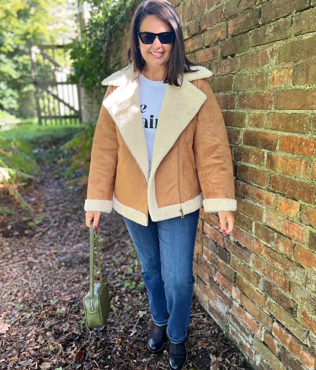 Tan Shannay Aviator Jacket