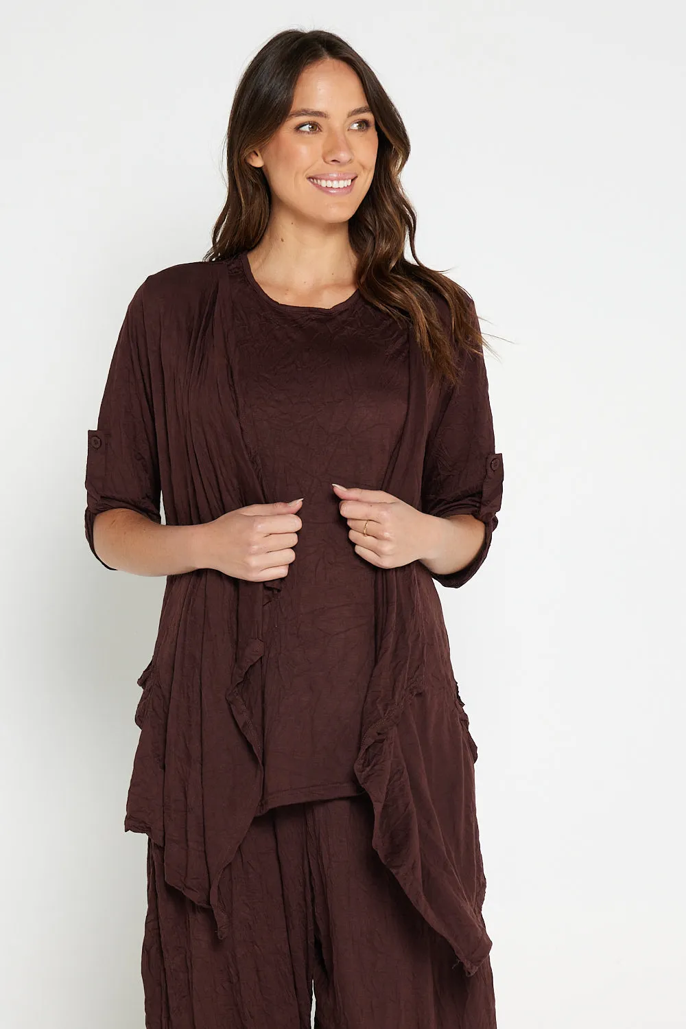 Teegan Crush Cardigan - Chocolate