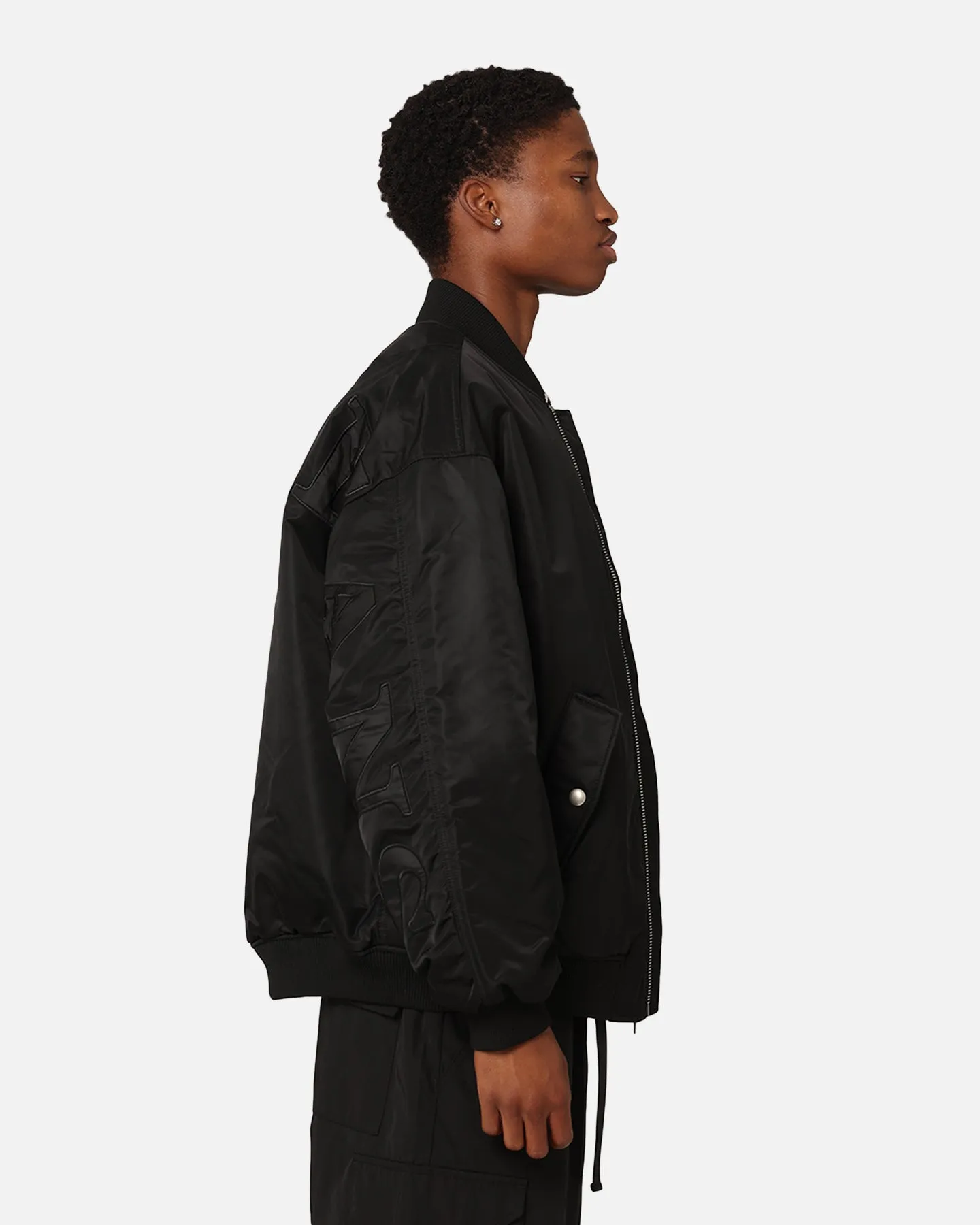 Tommy Jeans Oversized Tonal Appliqué Bomber Jacket Black