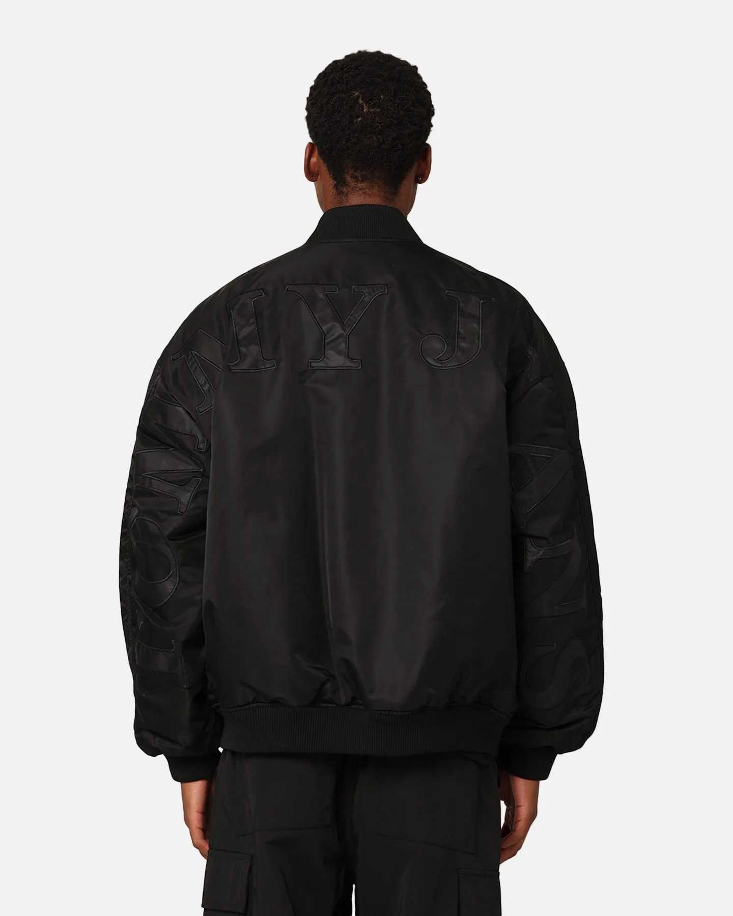 Tommy Jeans Oversized Tonal Appliqué Bomber Jacket Black