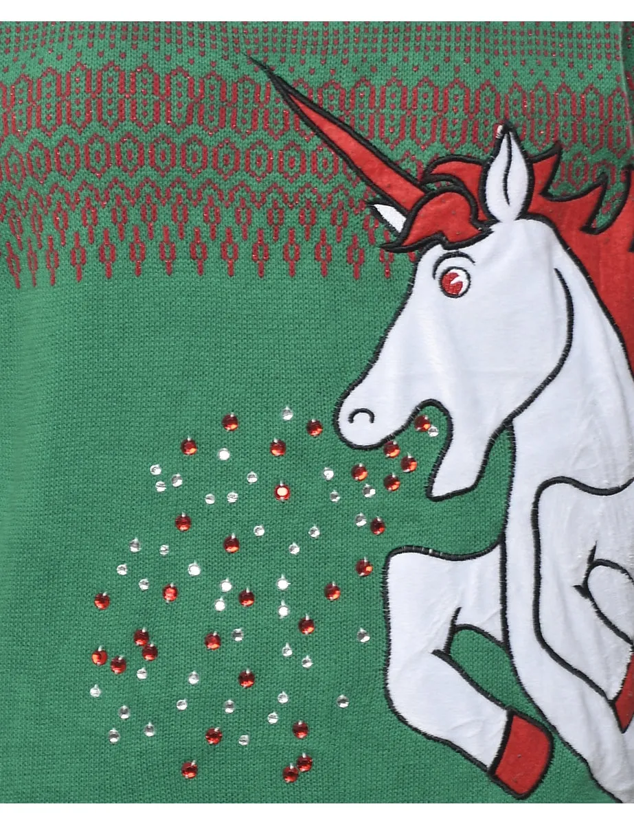 Unicorn Christmas Jumper - M