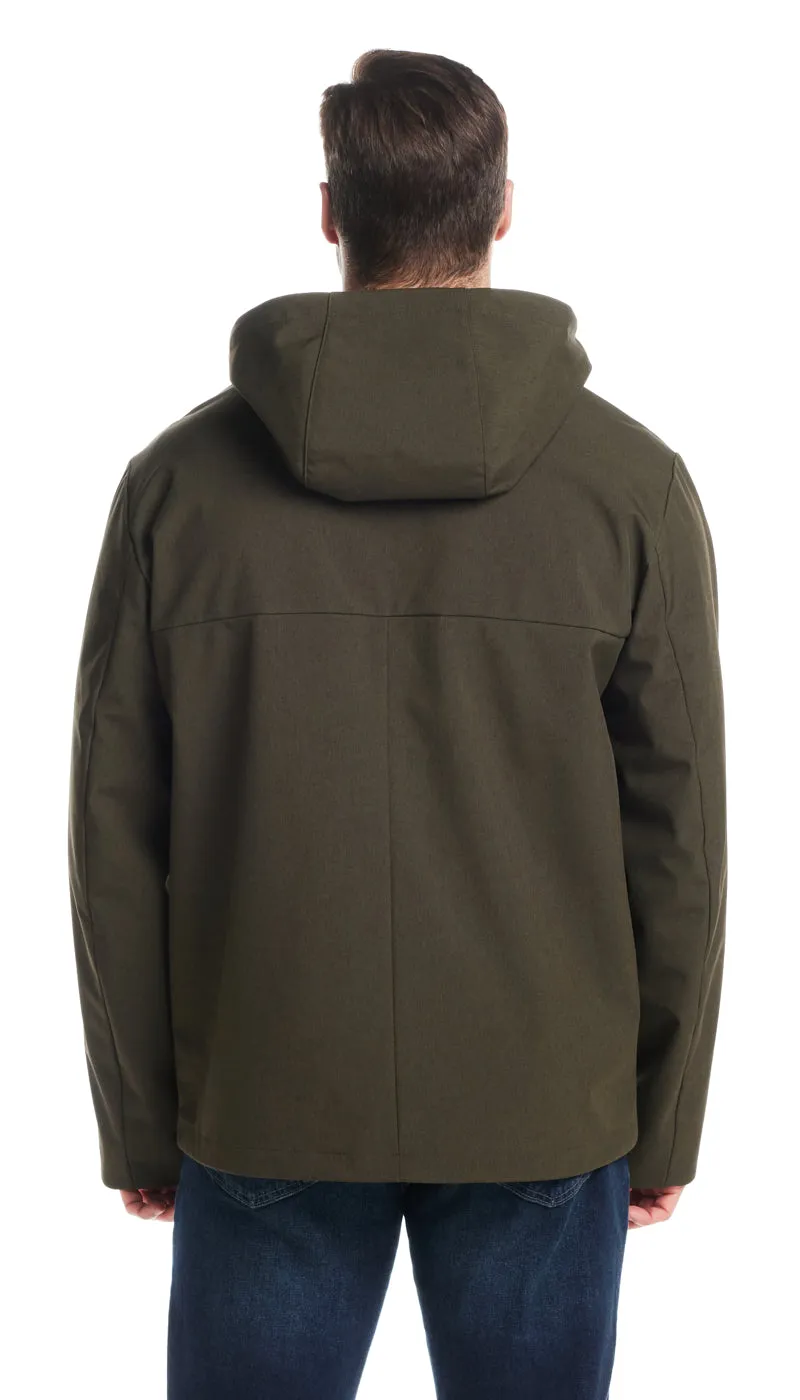 UNLINED HOODED SOFT SHELL SHIRT JACKET