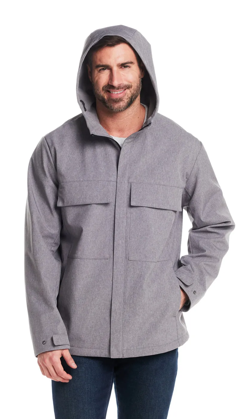 UNLINED HOODED SOFT SHELL SHIRT JACKET