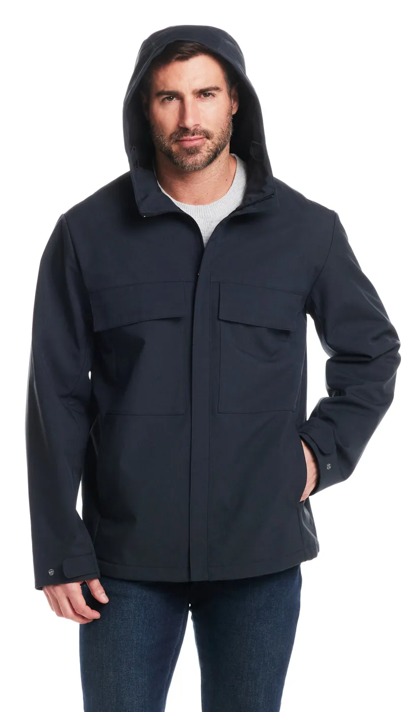 UNLINED HOODED SOFT SHELL SHIRT JACKET