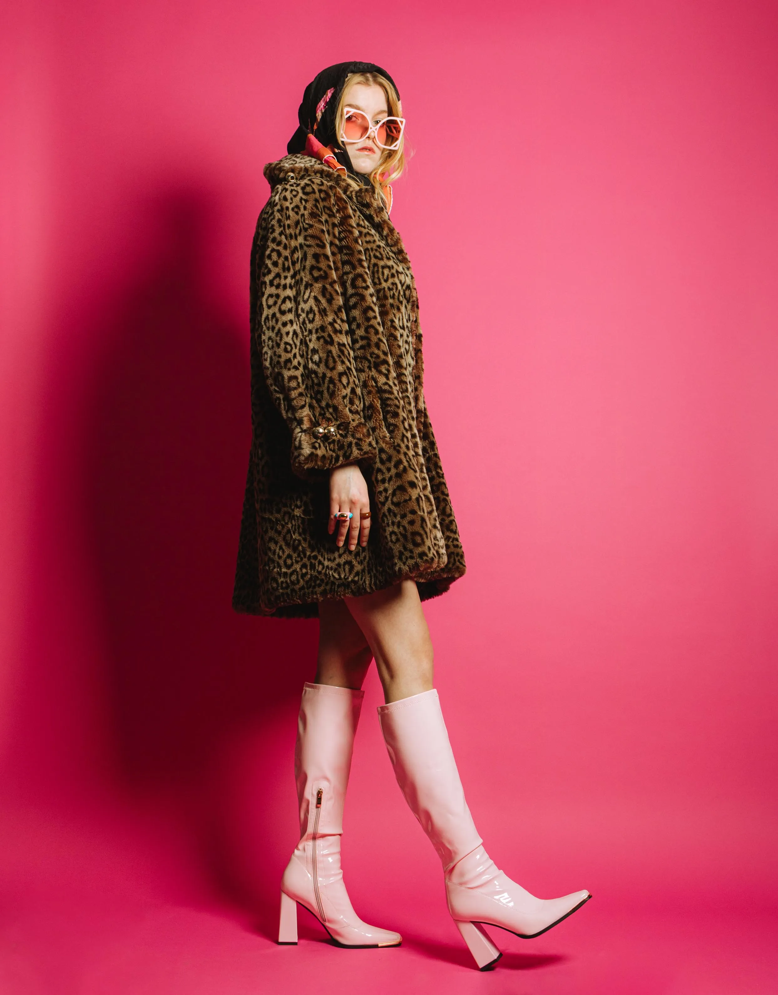 Vintage Comme Du Vrai Faux fur long coat leopard