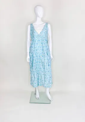 Vintage Courreges Turqouise Floral Smock Dress