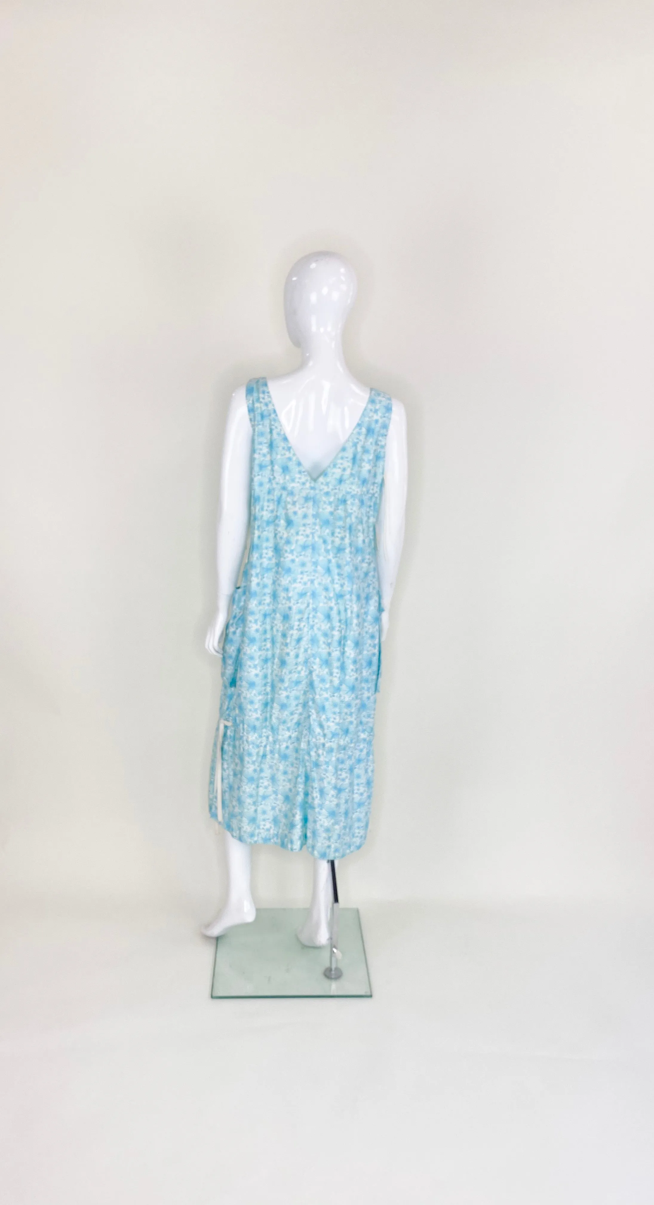 Vintage Courreges Turqouise Floral Smock Dress