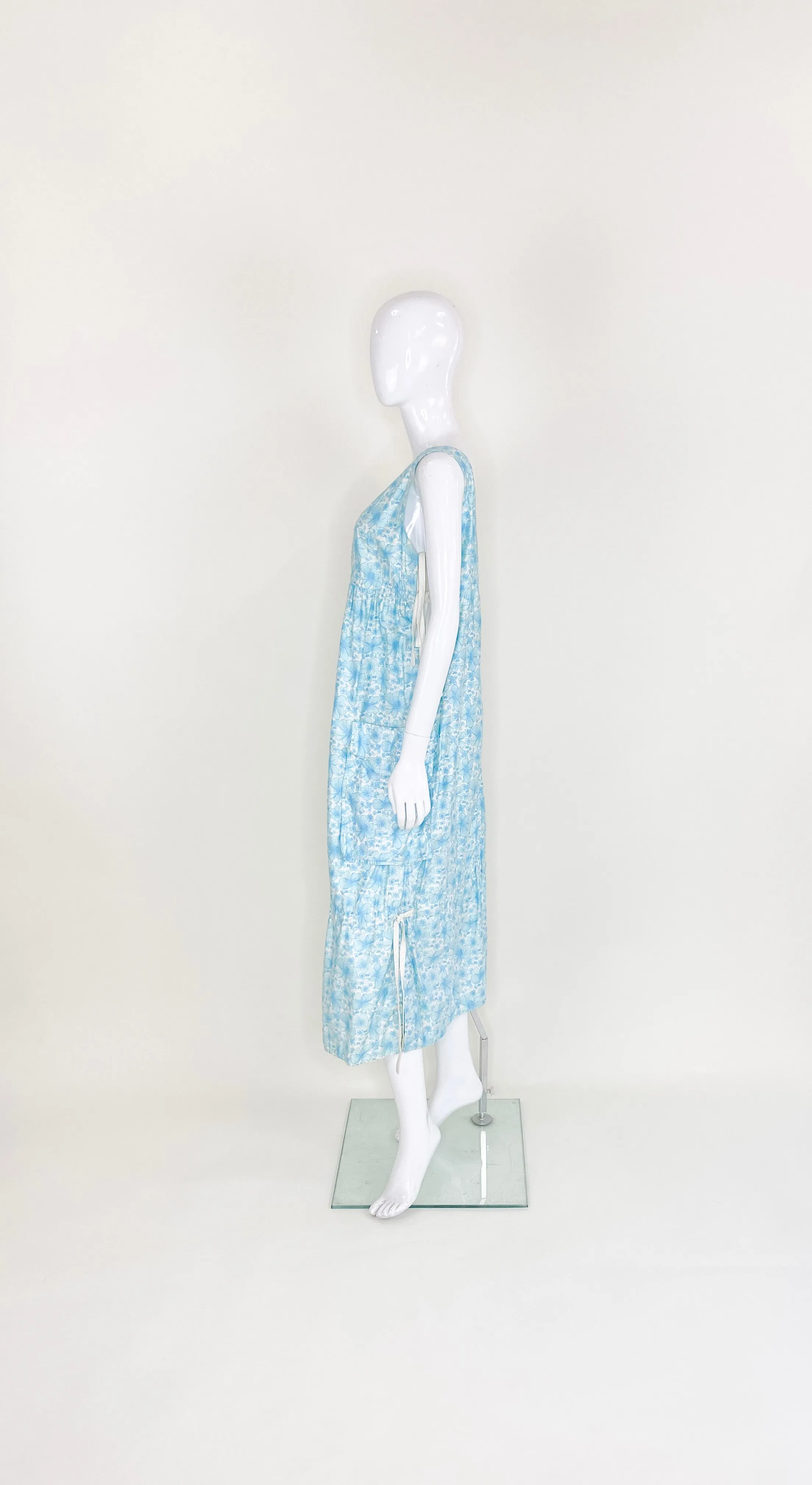 Vintage Courreges Turqouise Floral Smock Dress