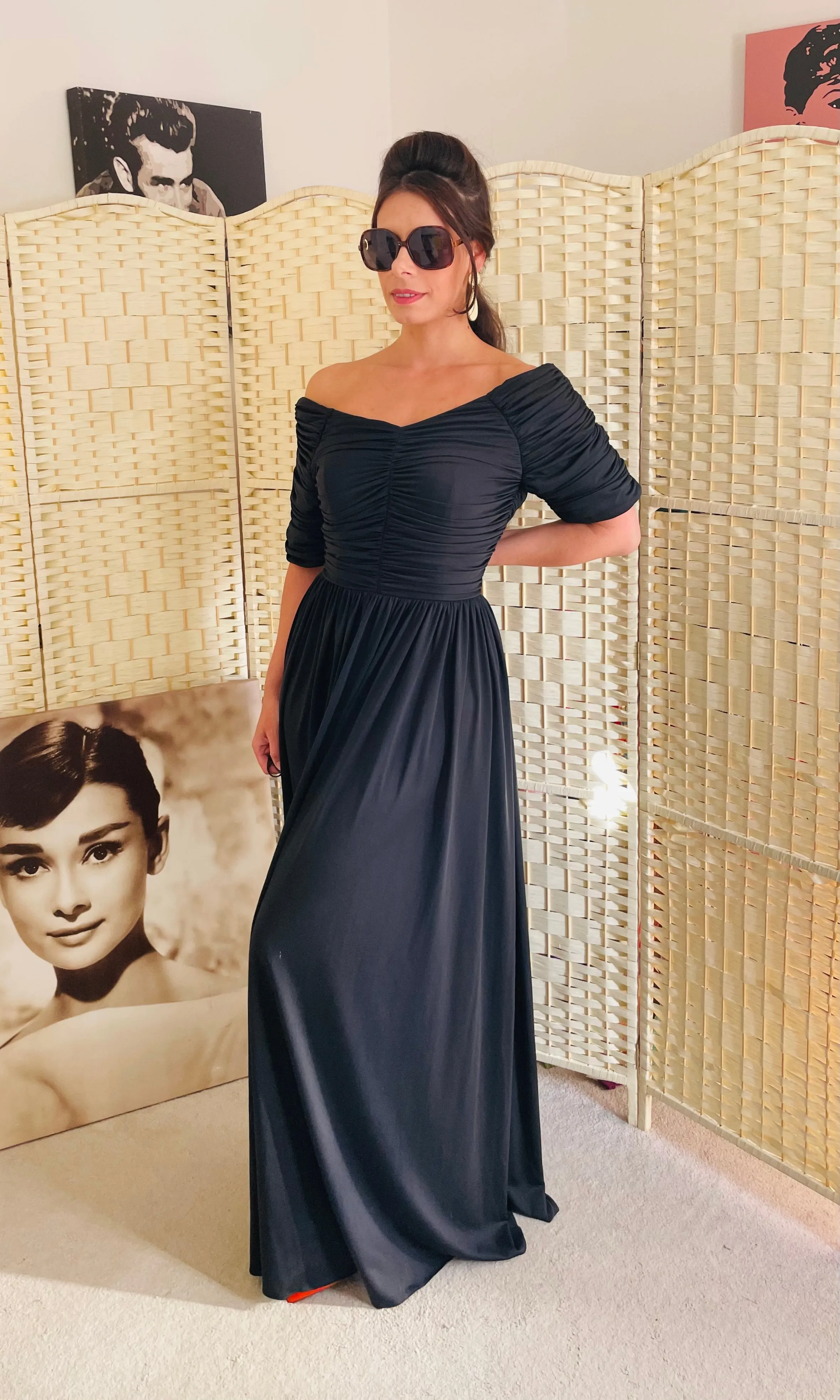 Vintage Couture Maxi Black Cocktail Dress