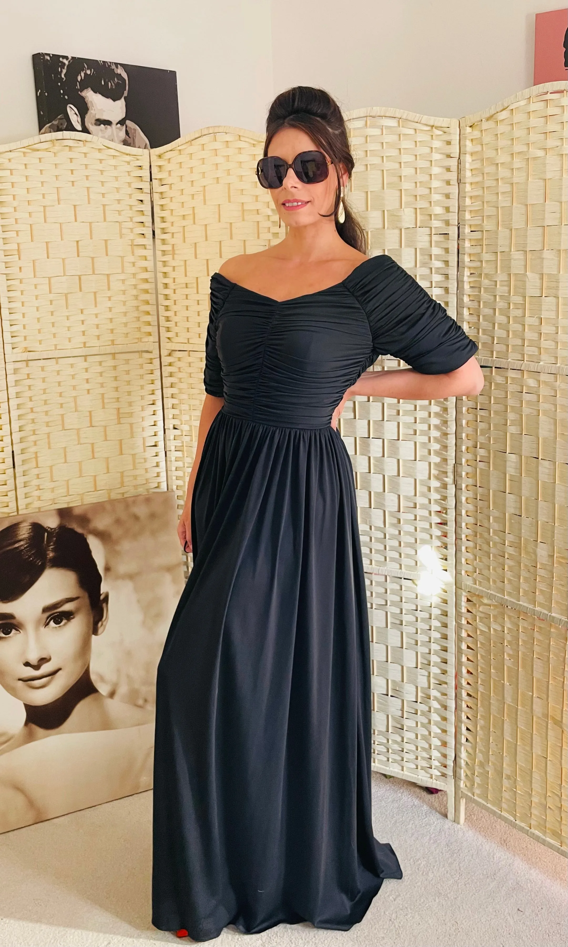 Vintage Couture Maxi Black Cocktail Dress