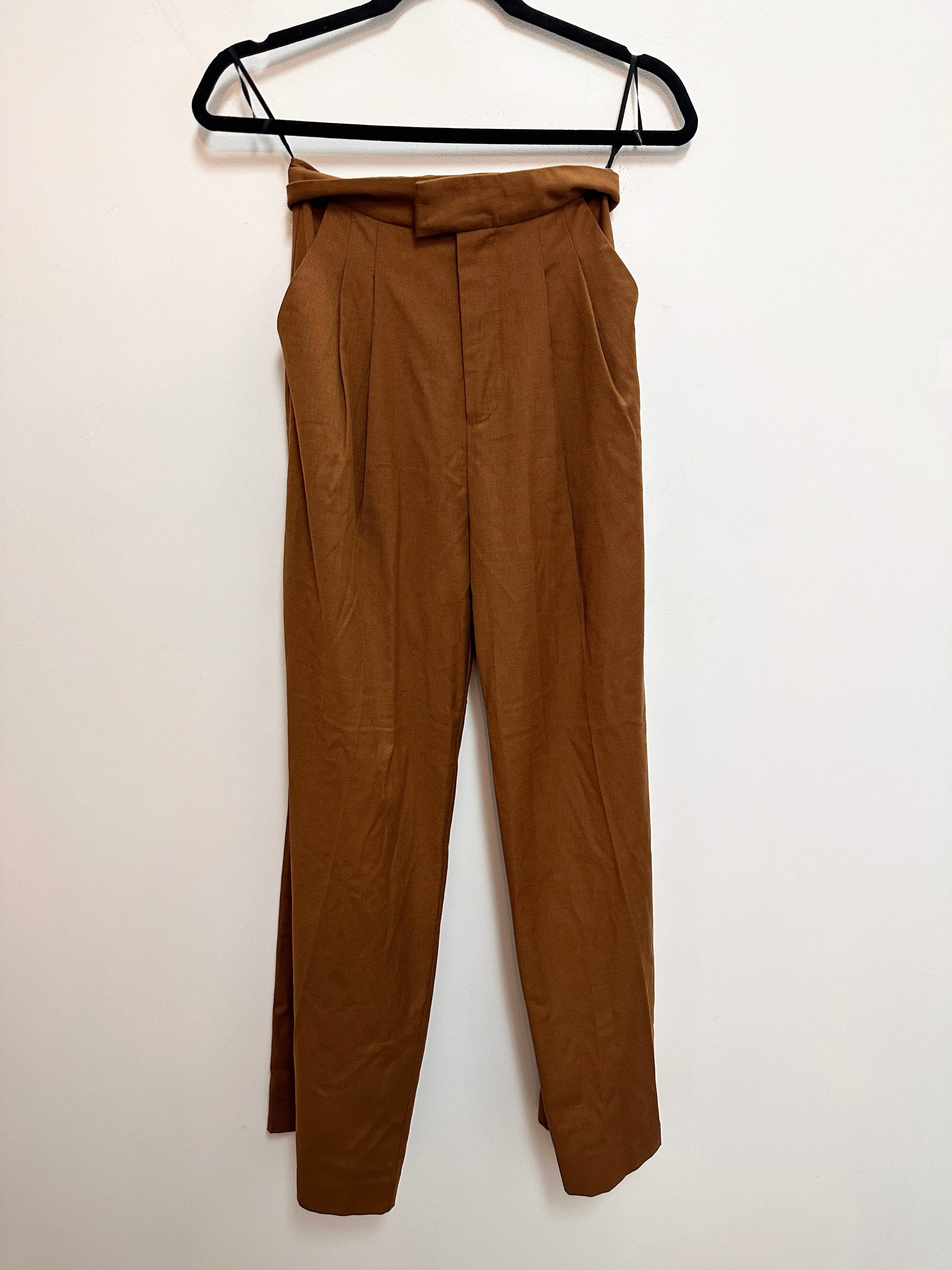 Wide Leg Suit Pants in Brown